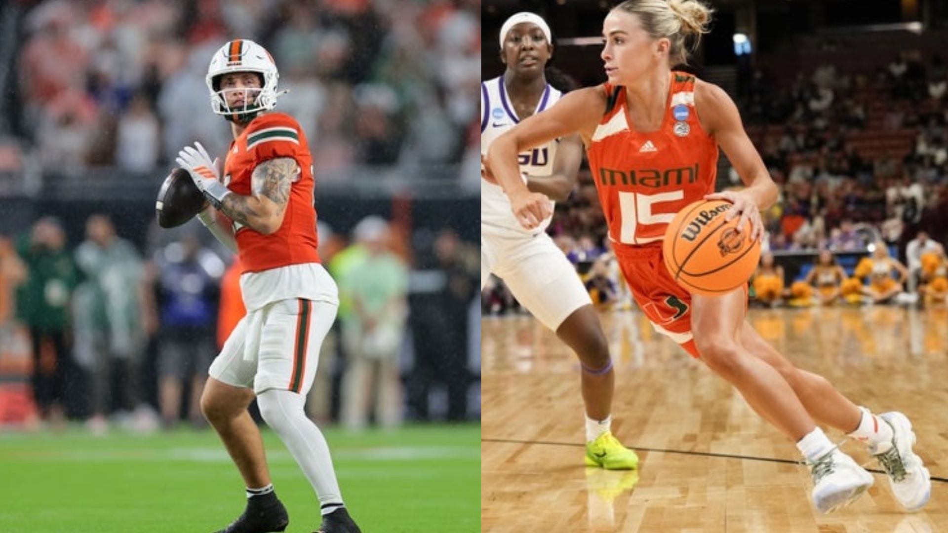 Miami QB Carson Beck and Hanna Cavinder
