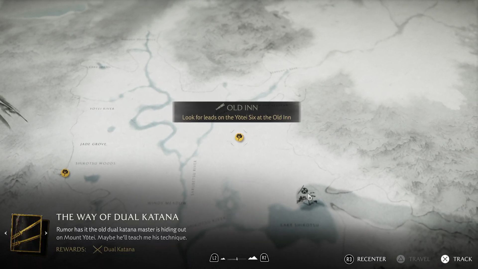 The Old Inn&#039;s location on the map (Image via Sucker Punch)