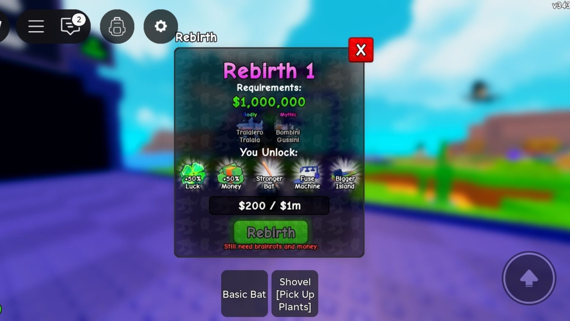 Rebirth in Game (Image via Roblox)