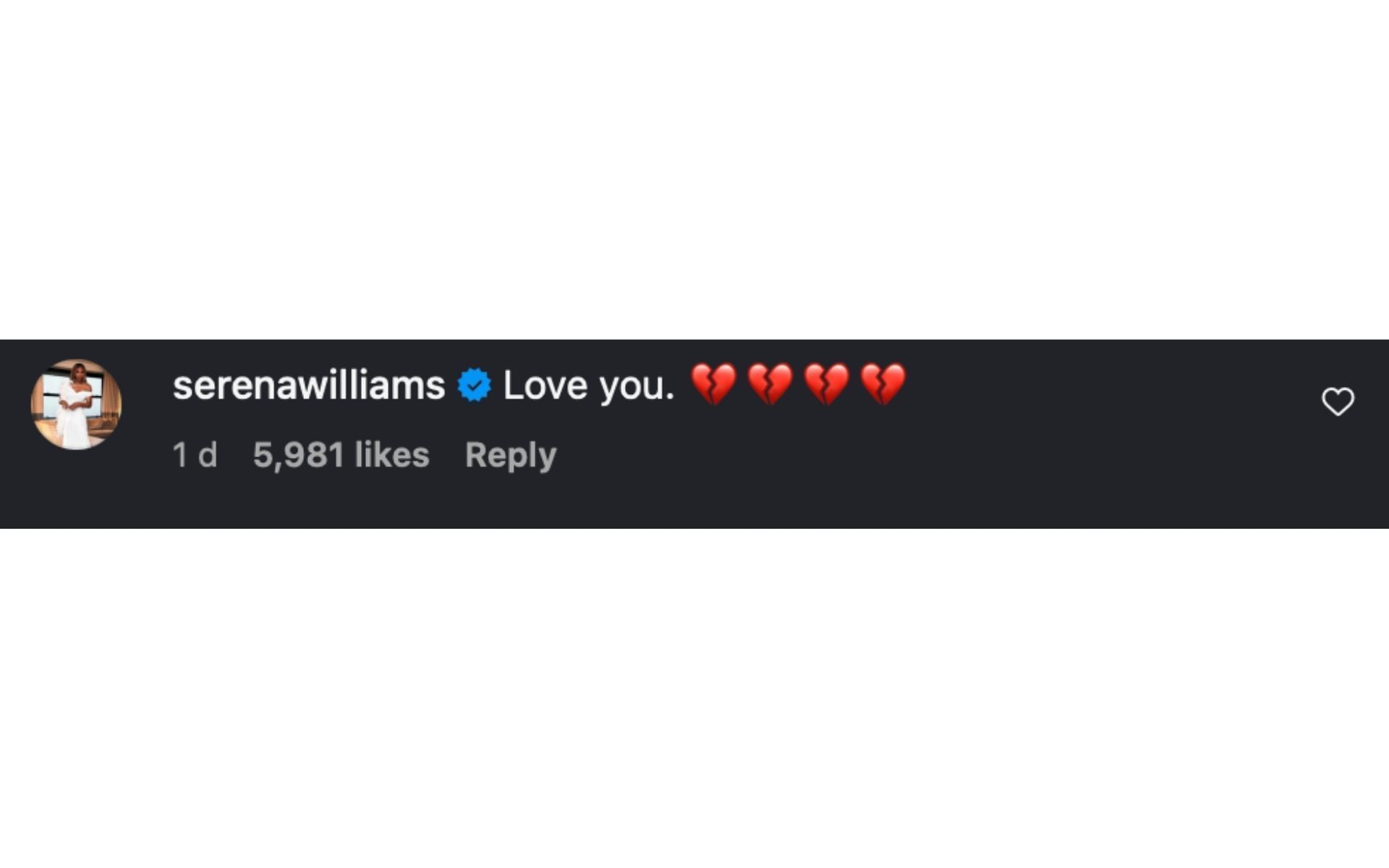 Serena Williams&#039; comment on Lewis Hamilton&#039;s tribute post for Roscoe | Source: Instagram