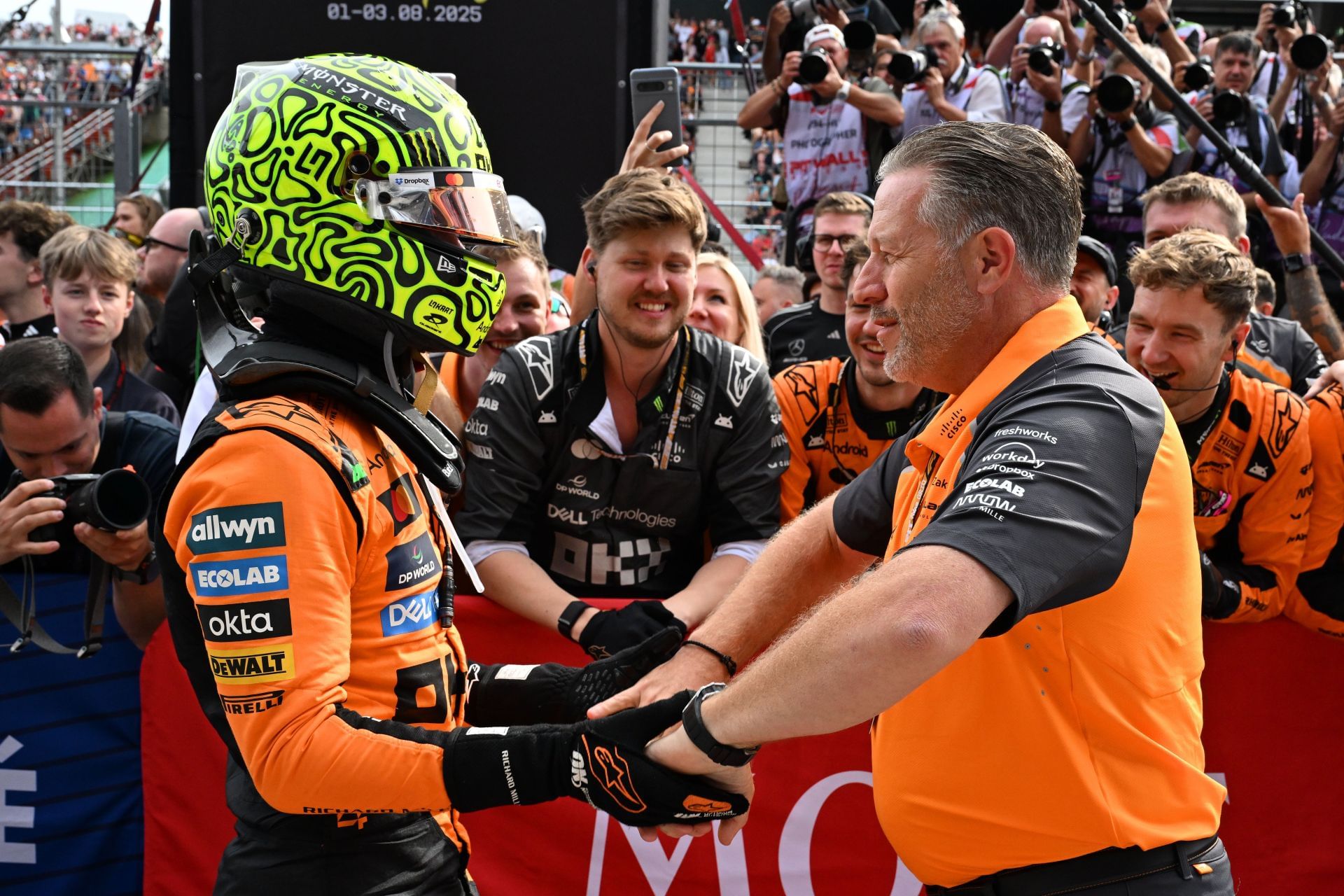 Lando Norris and McLaren CEO Zak Brown at Hungaroring (Credits: Getty)