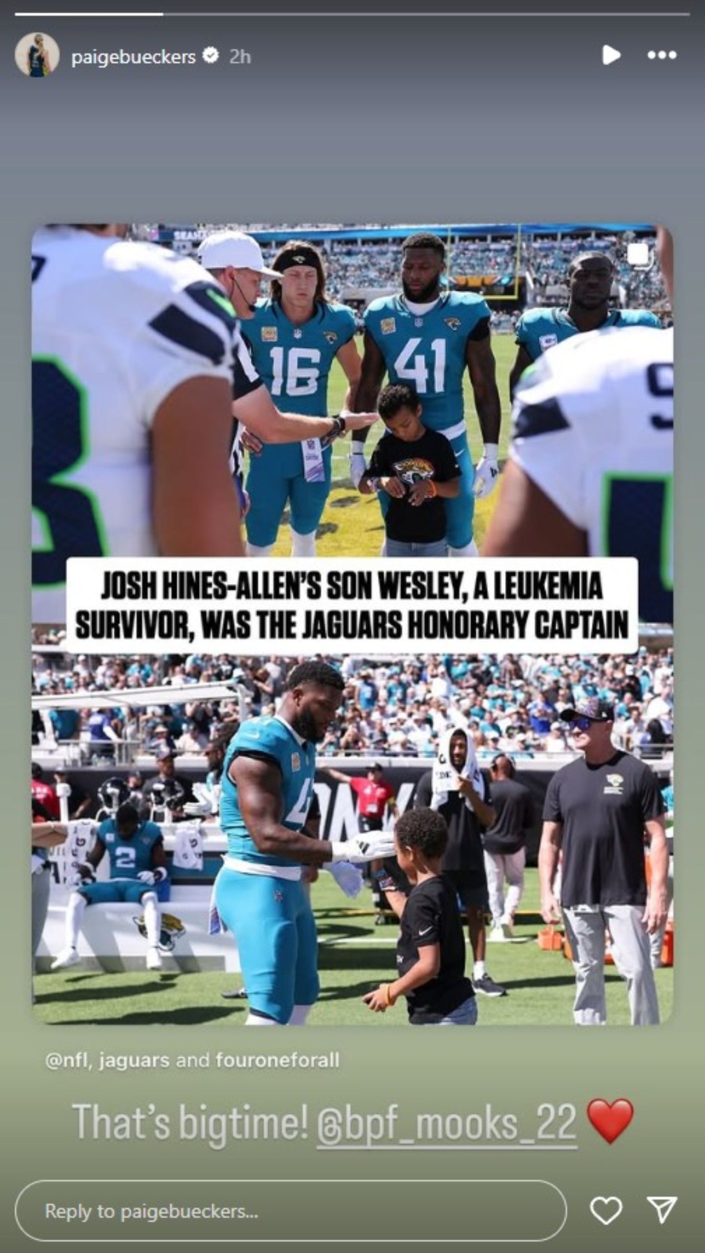 Paige Bueckers showed love to the son of Josh Hines-Allen on social media.
