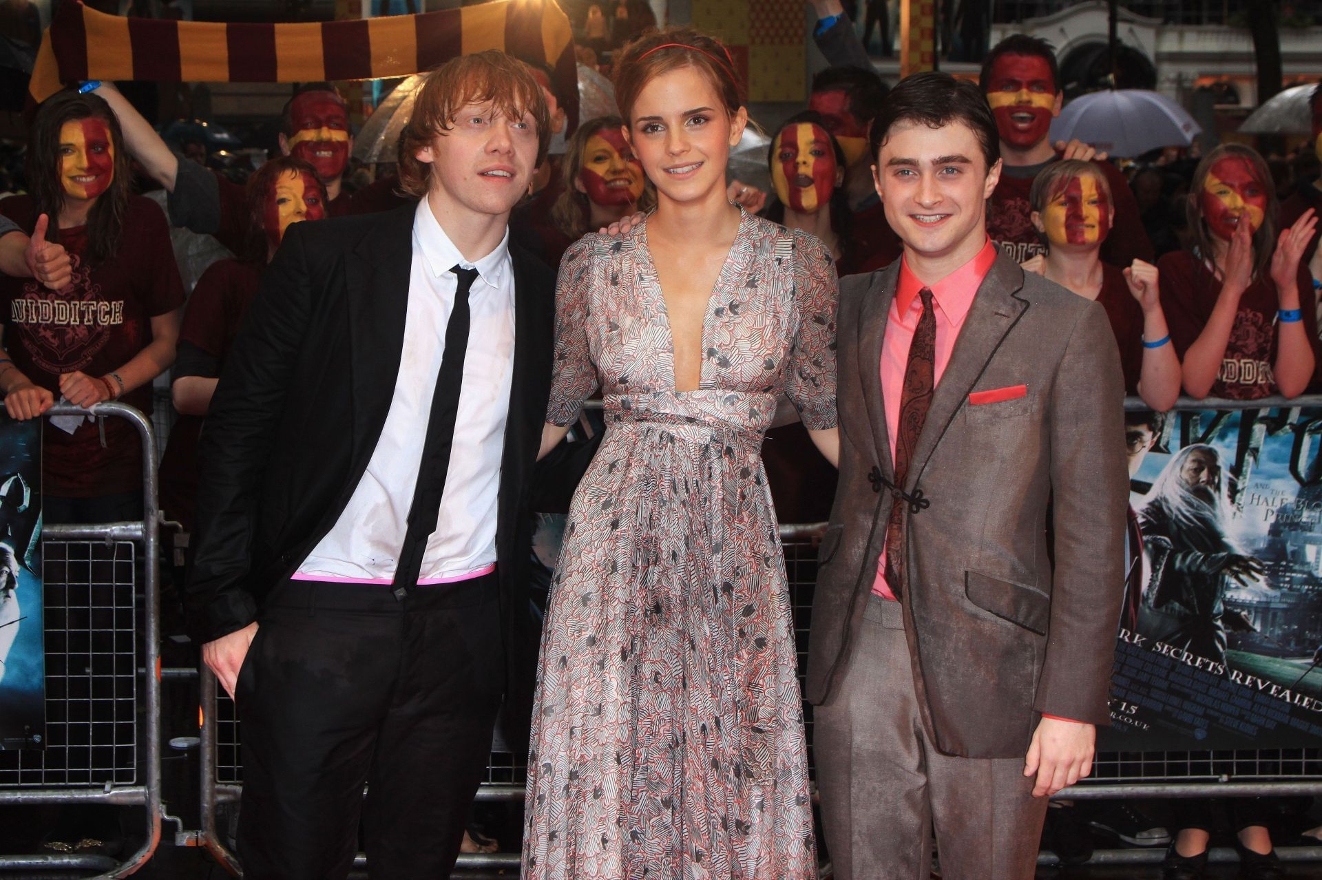 Rupert Grint, Emma Watson and Daniel Radcliffe At The World Premiere Of Harry Potter And The Half Blood Prince (Image via Getty)