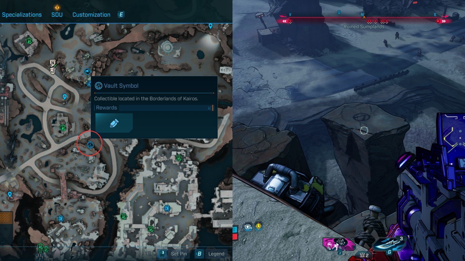Ruined Sumplands Vault Symbol #3 location (Image via 2K)