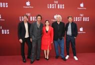 (L to R) Oliver Glasner, Matthew McConaughey, America Ferrera, Paul Greengrass, and Steve Parish attend a Special Screening of Apple Original Films' The Lost Bus (Image via Getty)