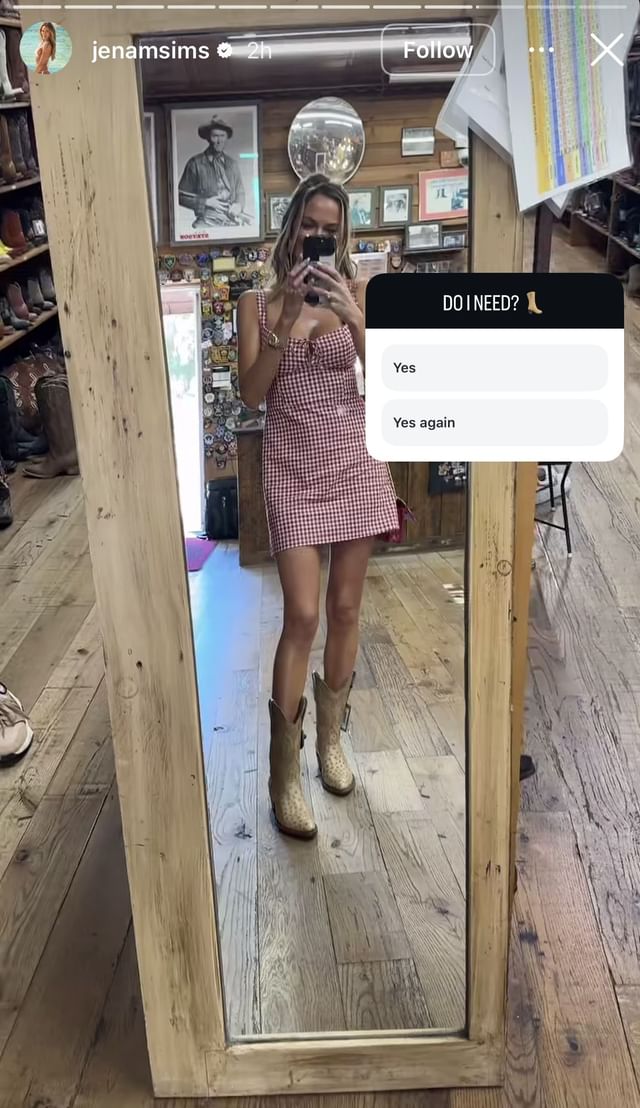 Image taken from Sims&rsquo; Instagram story _ source: Instagram/@jenamsims