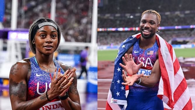 Sha'Carri Richardson and Noah Lyles join stars at Times Square as Athlos NYC hosts historic long jump event
