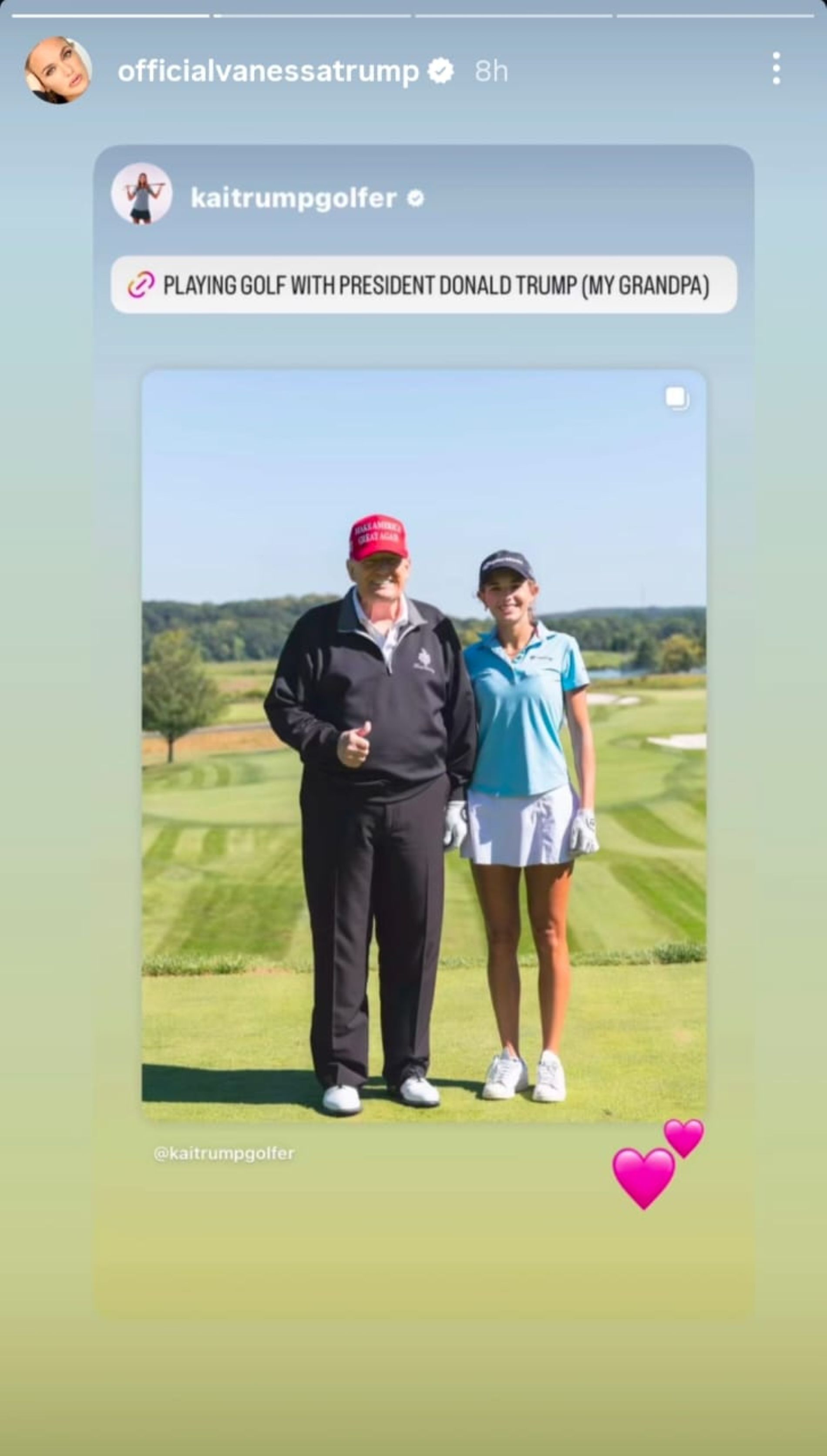 A screenshot from Vanessa Trump&#039;s Instagram story (via @officialvanessatrump)