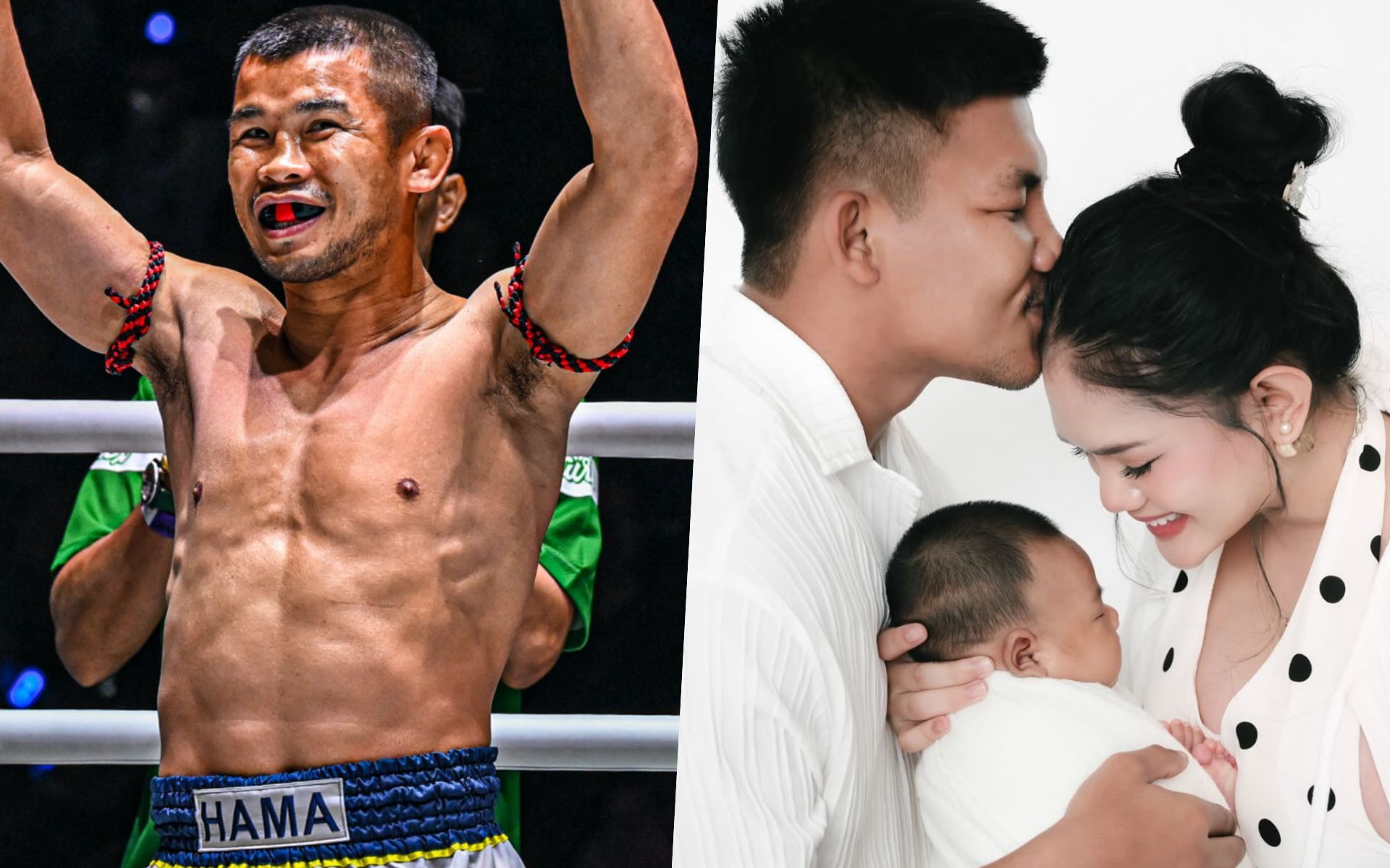 Nong-O (L) Rodtang and his family (R) | Image by ONE Championship