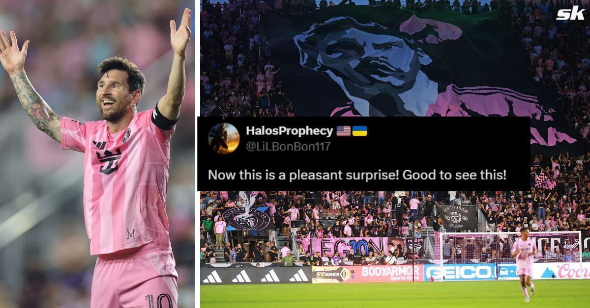 L to R: Lionel Messi and Inter Miami fans (Images via Getty and X/@LilBonBon117)
