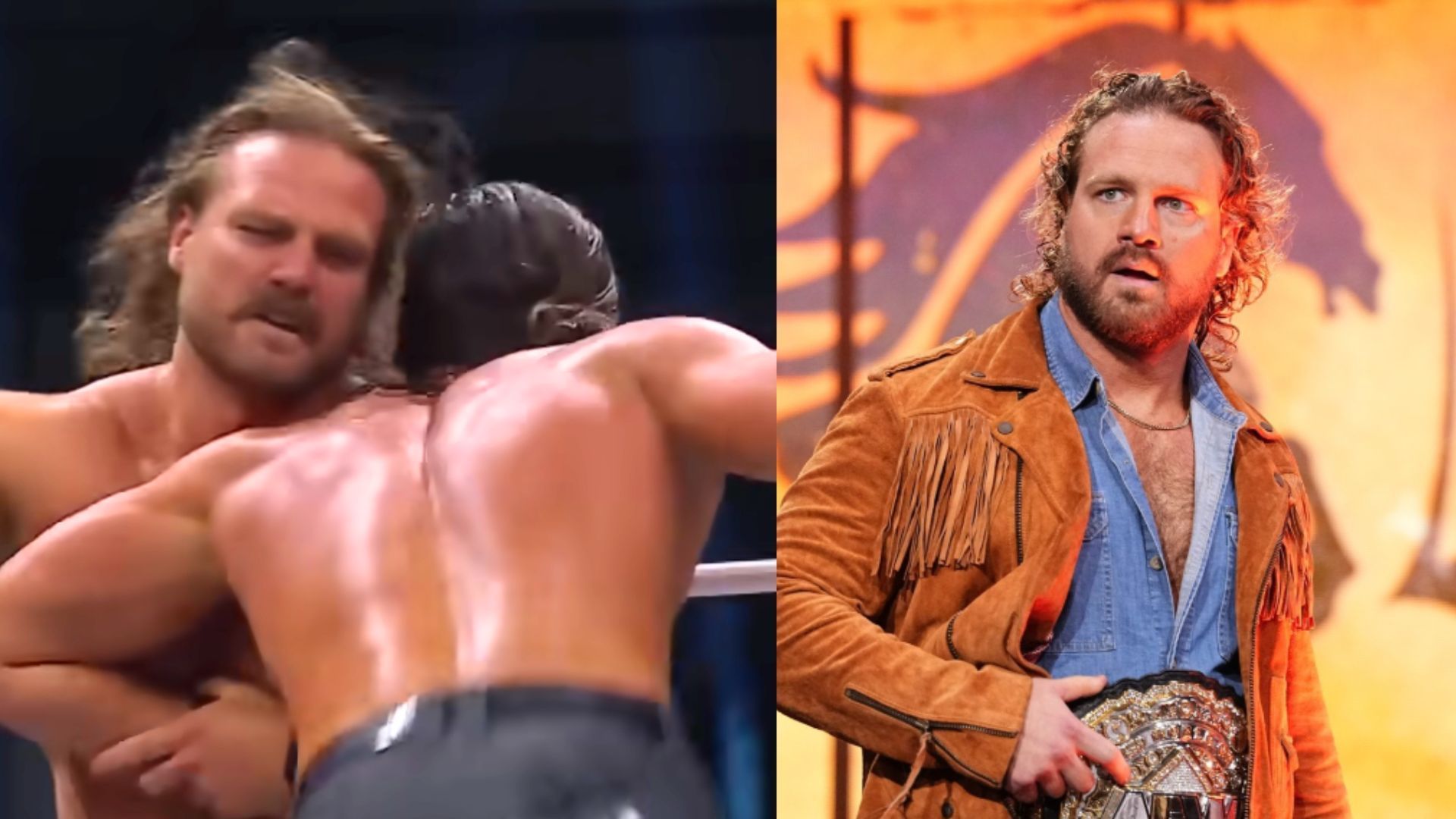 &quot;Hangman&quot; Adam Page might get attached by a returning star at WrestleDream. (Image via AEW Facebook and AEW YouTube) 