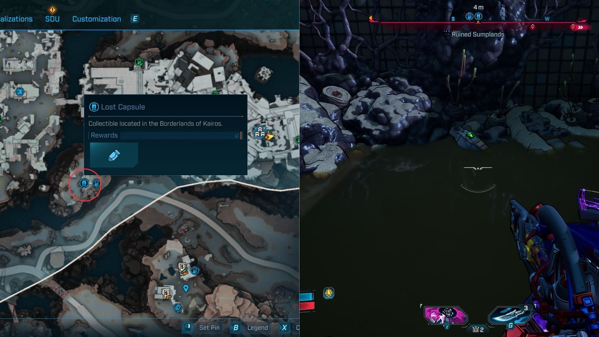 Ruined Sumplands Lost Capsule #1 location (Image via 2K)