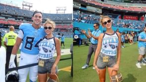 Gunnar Helm's GF Erin Schassler pairs $2,110 Louis Vuitton bag with custom Titans tank top for matchup vs. Arizona [PHOTO]