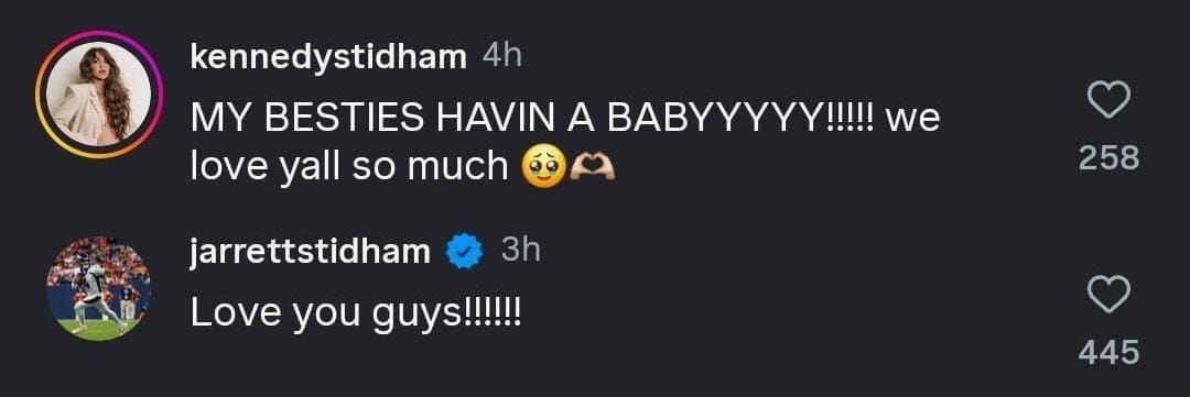 Jarrett and Kennedy Stidham&#039;s comments on Izzy Nix&#039;s IG post