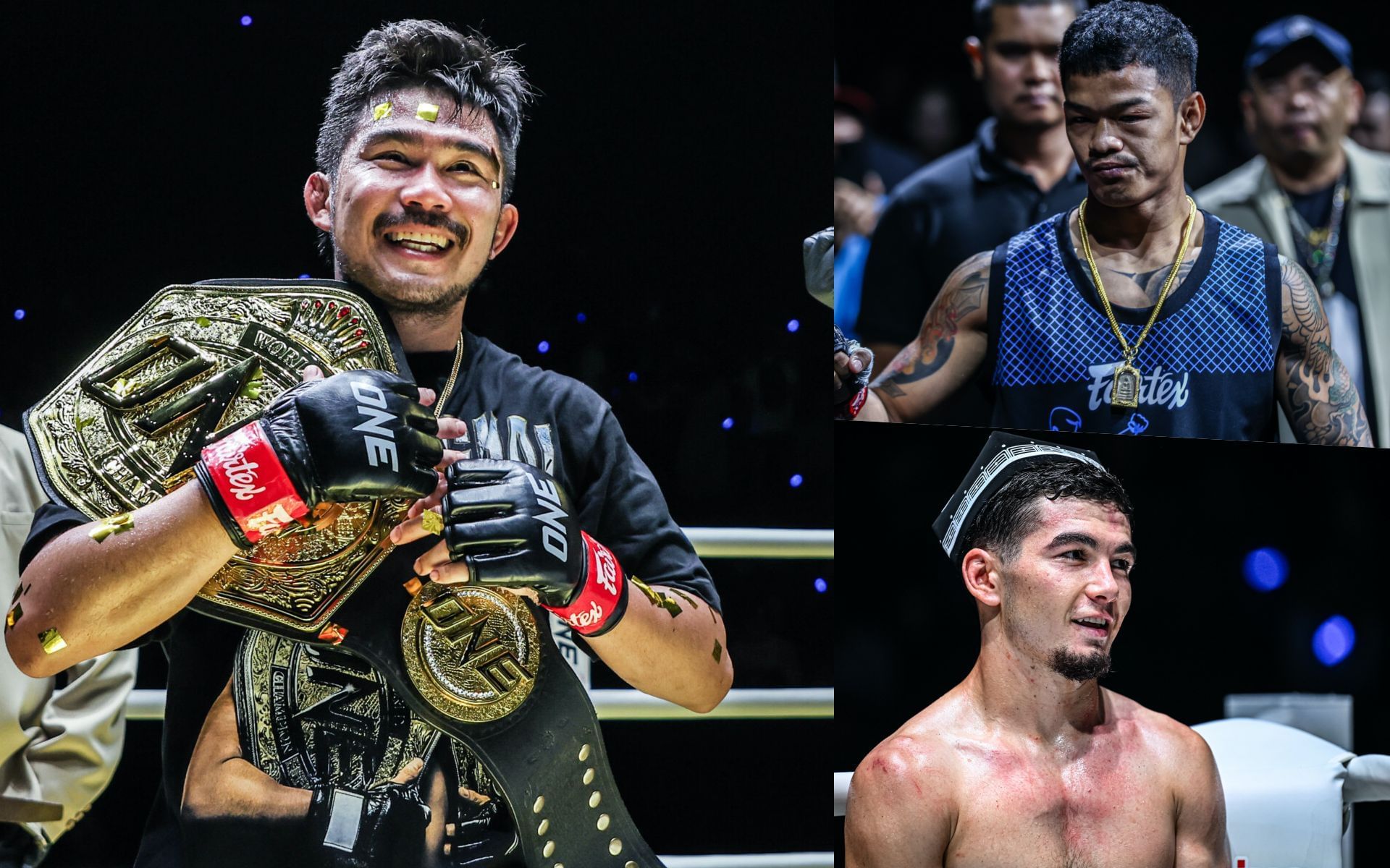 Prajanchai (L) on Kongthoranee vs Aslamjon Ortikov | Photo by ONE Championship
