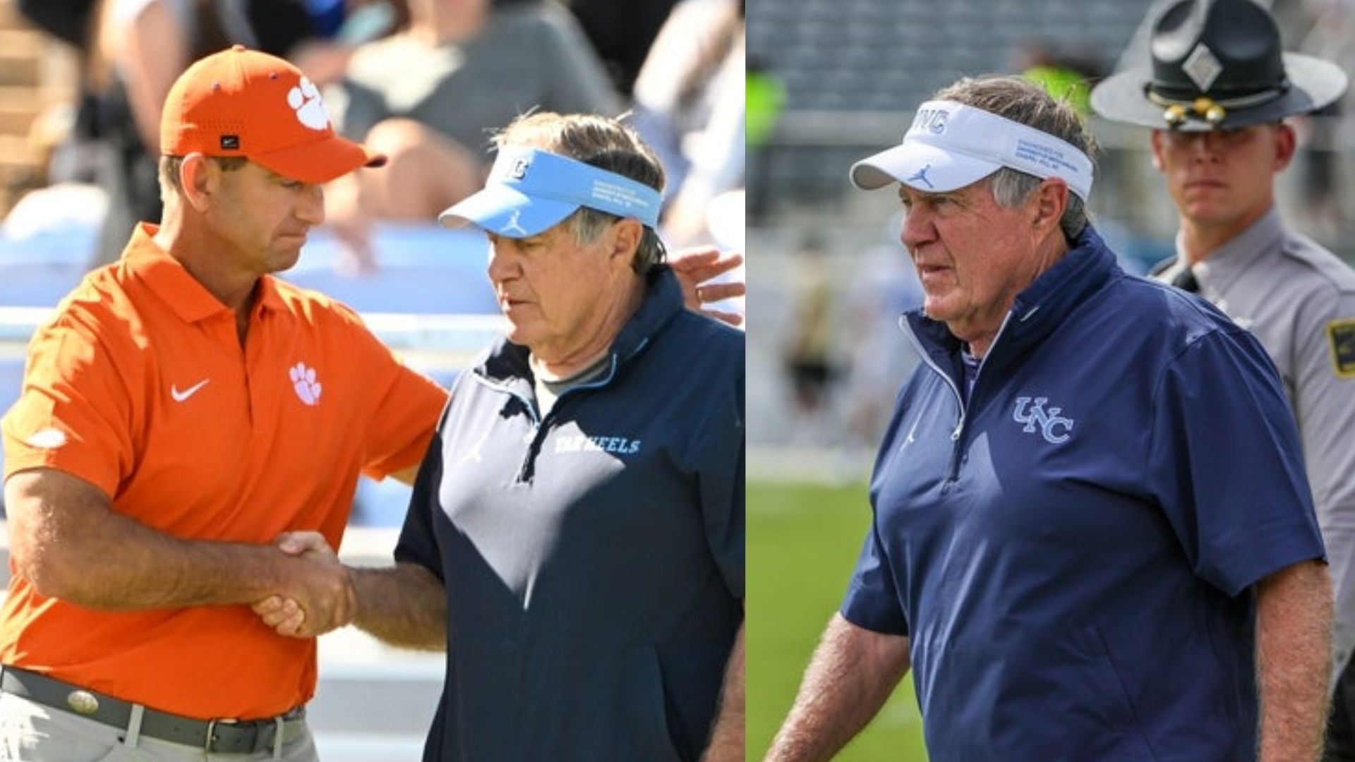 Coaches Dabo Swinney and Bill Belichick