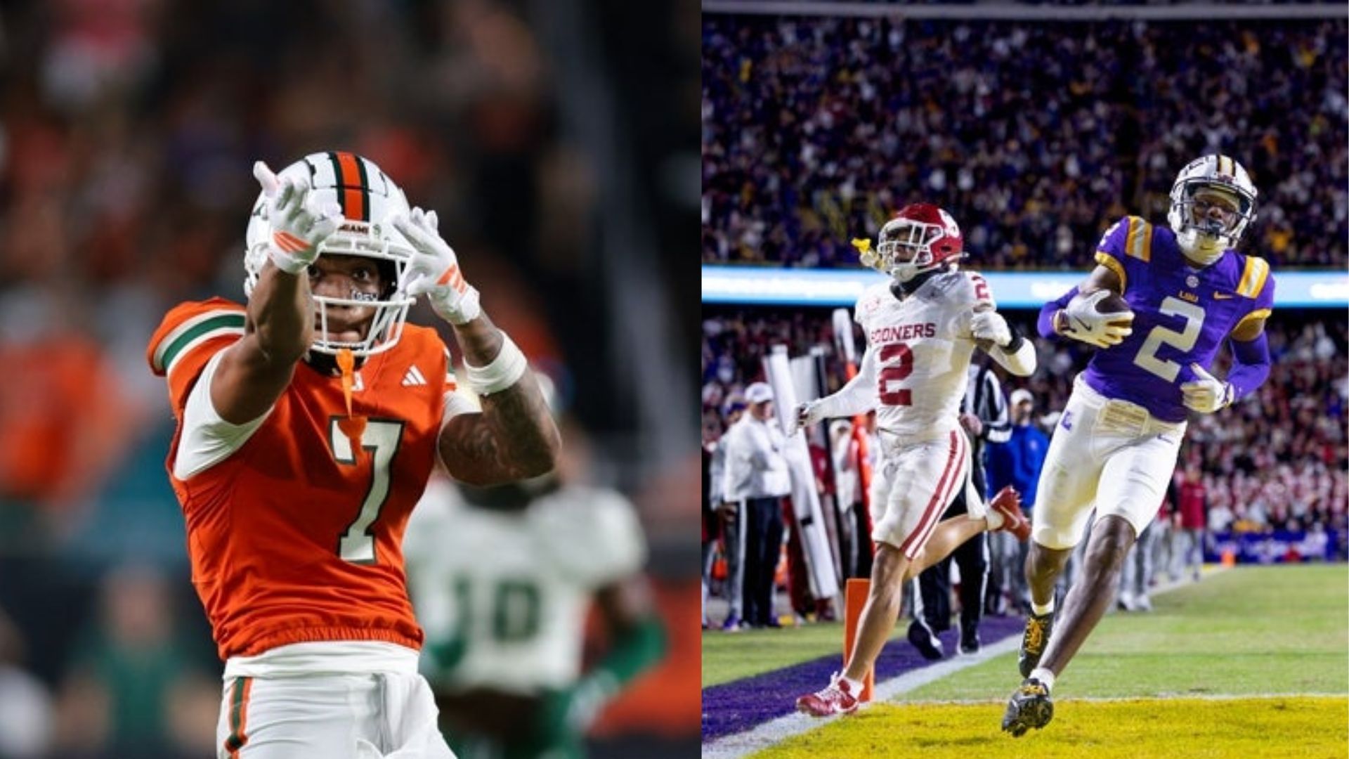Miami wide receiver CJ Daniels (left) and LSU