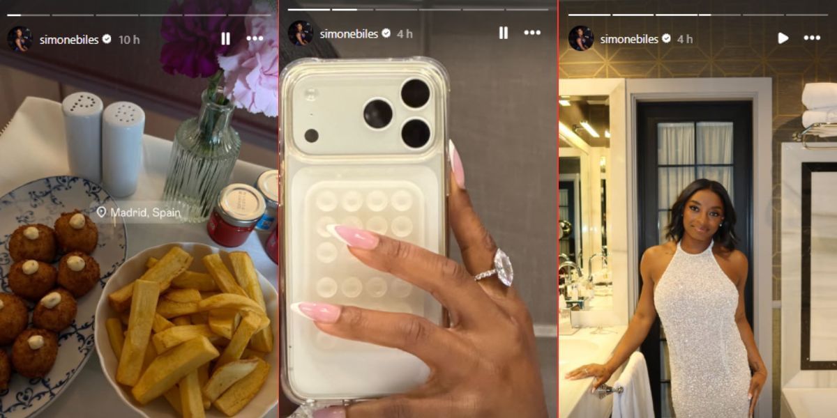 Screenshots of Simone Biles&#039; Instagram stories.