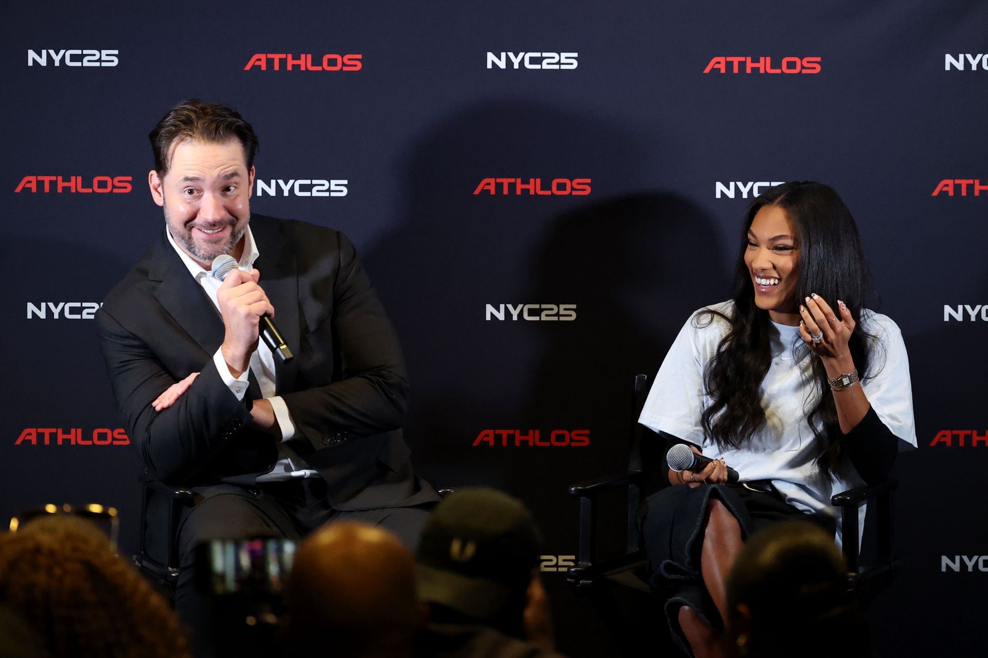 Ohanian and Davis-Woodhall at a press conference ahead of Athlos 2025 - Source: Getty