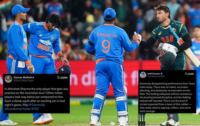 "Total mess" - Fans react to India's embarrassing 4-wicket loss in AUS vs IND 2025 2nd T20I