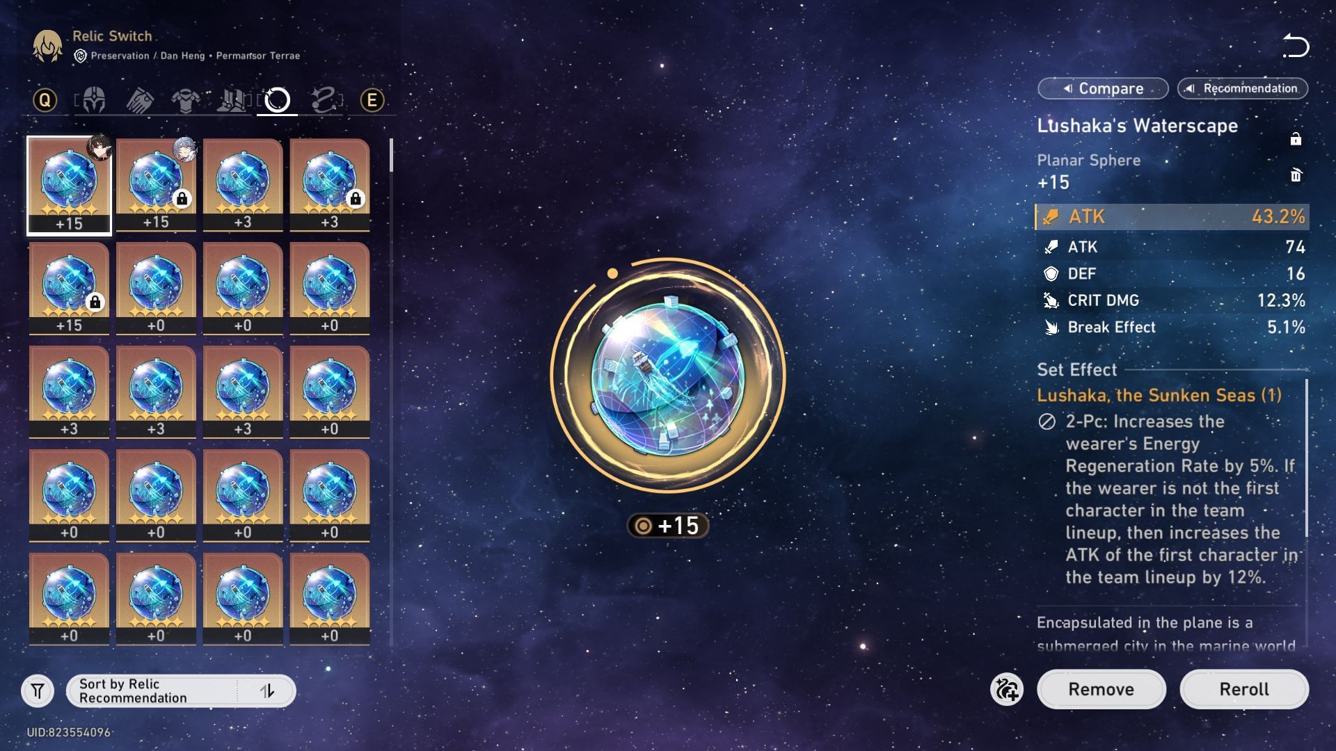 A Planar Orb with ATK as its main stat (Image via Sportskeeda Gaming || HoYoverse)