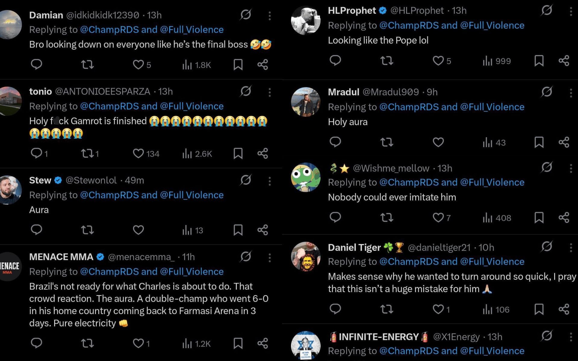 Fans&#039; reaction to Charles Oliveira&#039;s entry at the open workout session. [Screenshots courtesy: @ChampRDS on X]