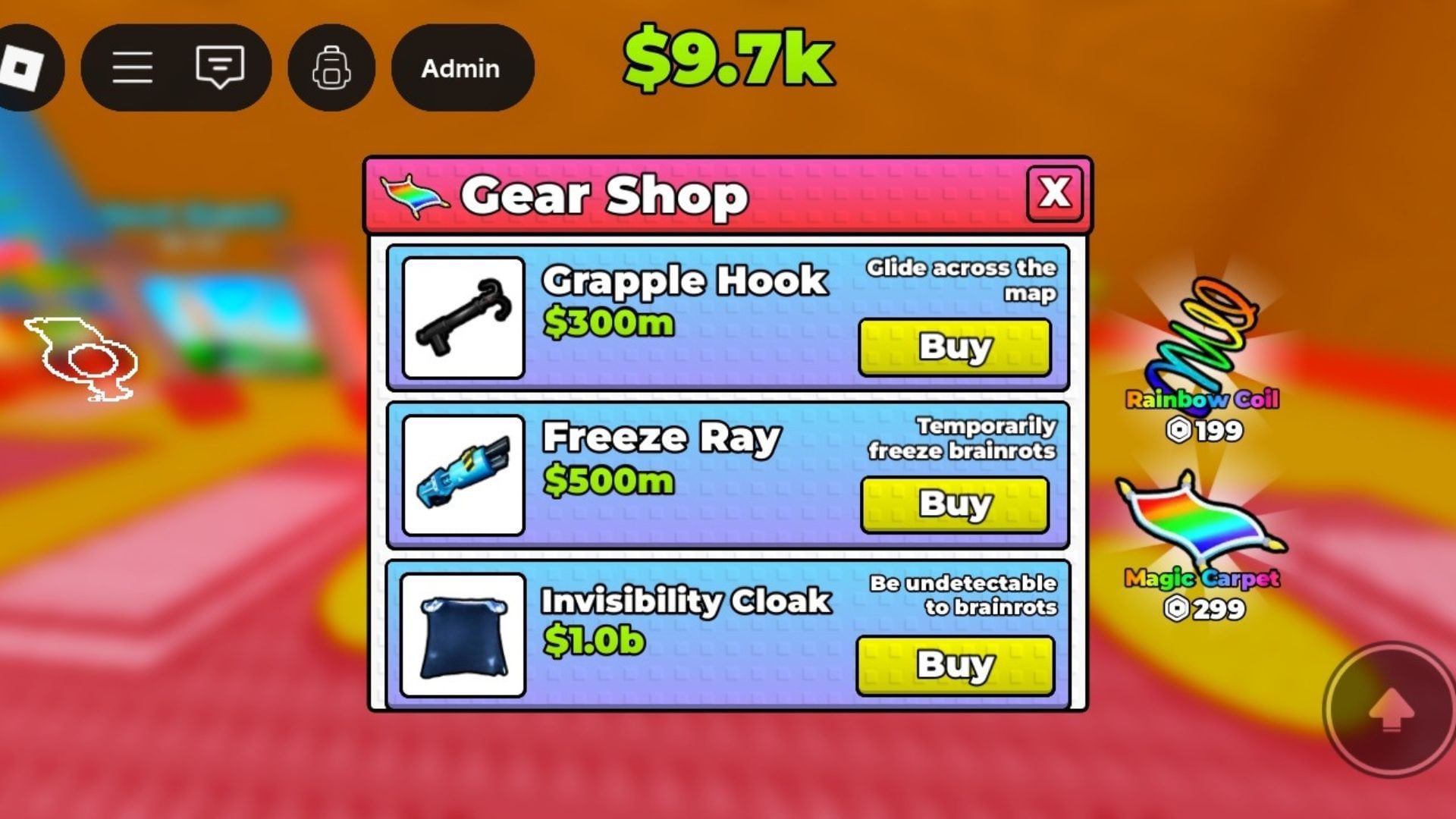 Important gears in the shop (Image via Roblox)