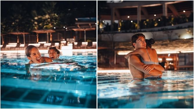 Pictures: George Russell celebrates his F1 Singapore GP pole position with girlfriend Carmen Mundt