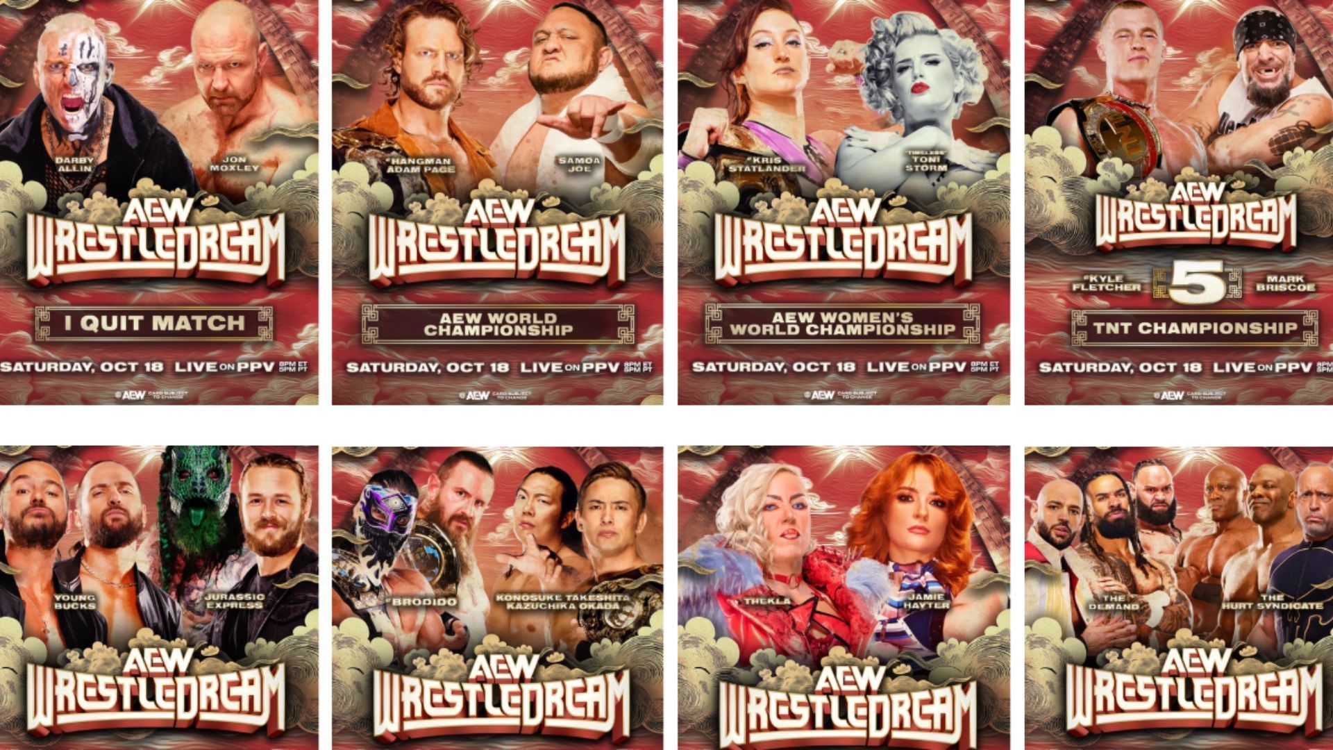 Match card for WrestleDream 2025 [Image Credits: Official website of All Elite Wrestling (allelitewrestling.com)]