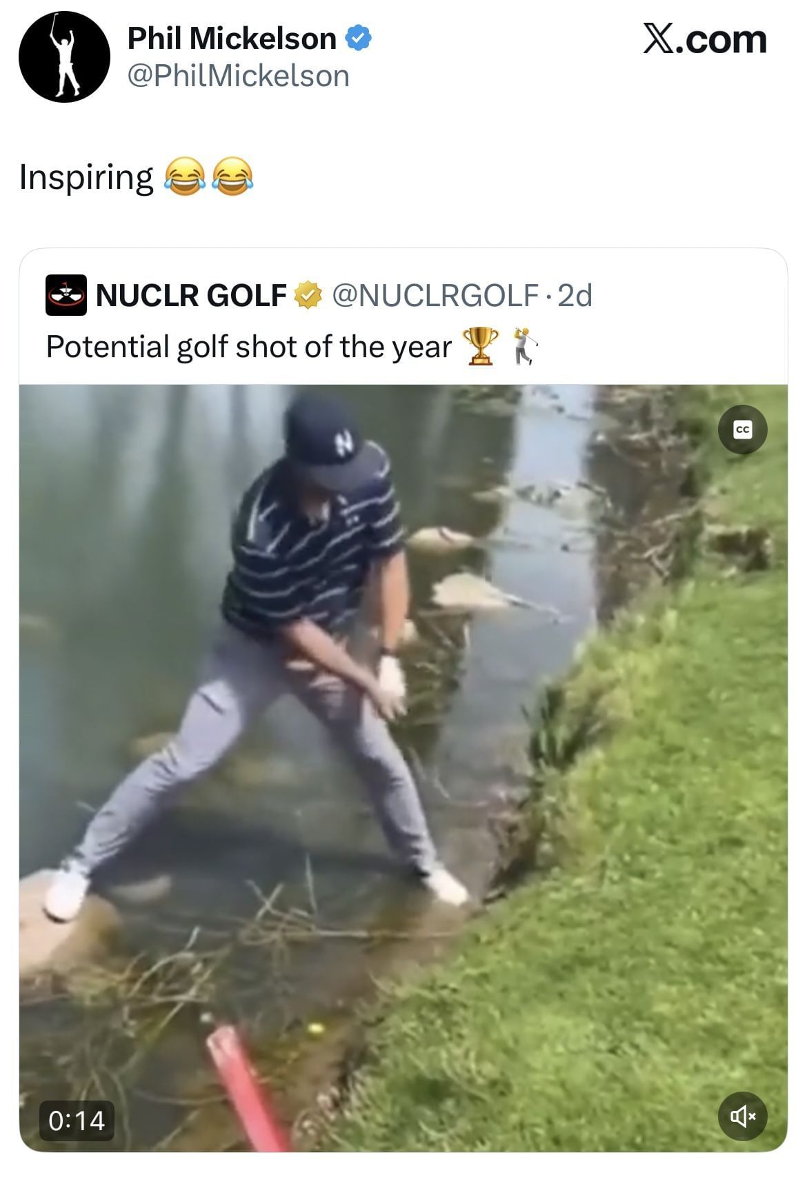 Phil Mickelson&rsquo;s tweet taken from his X feed _ Image Source: X/@PhilMickelson