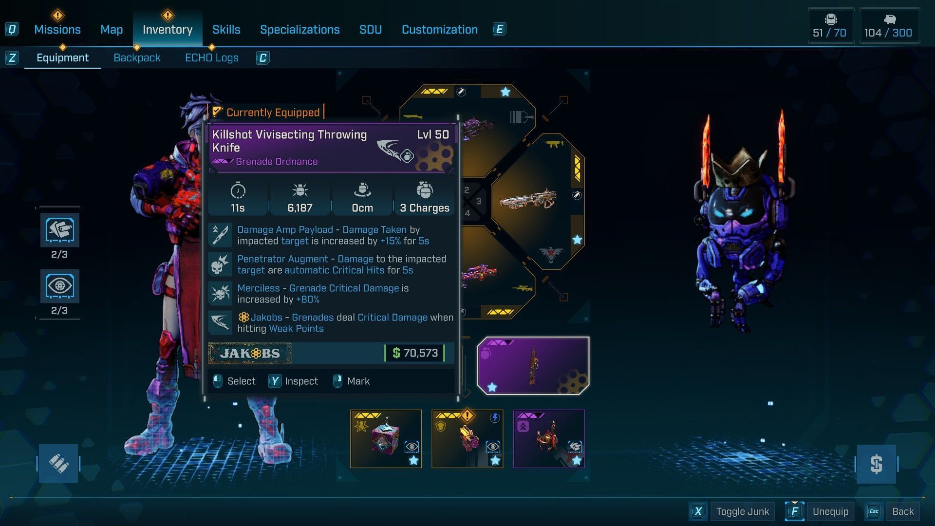 Penetrator Augment knife (Image via 2K)