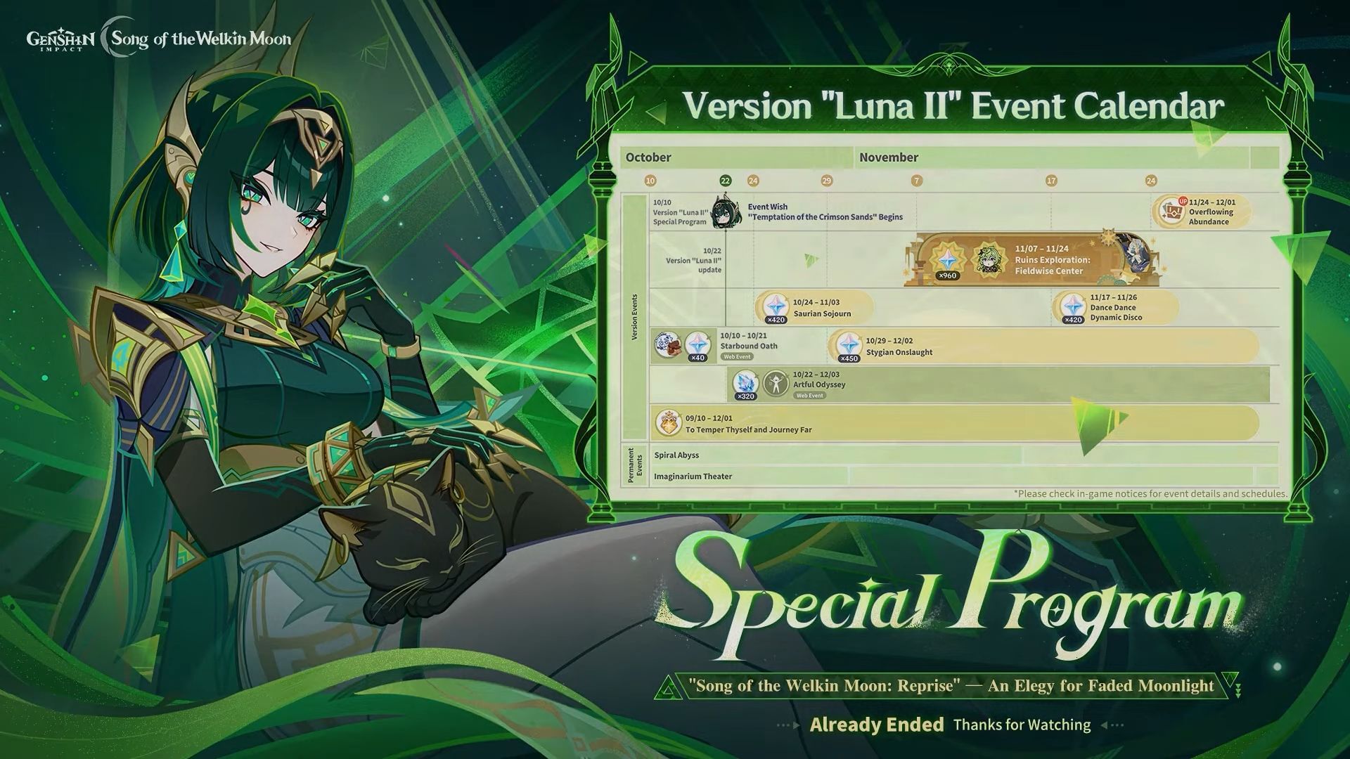 Version Luna II event calendar (Image via HoYoverse)