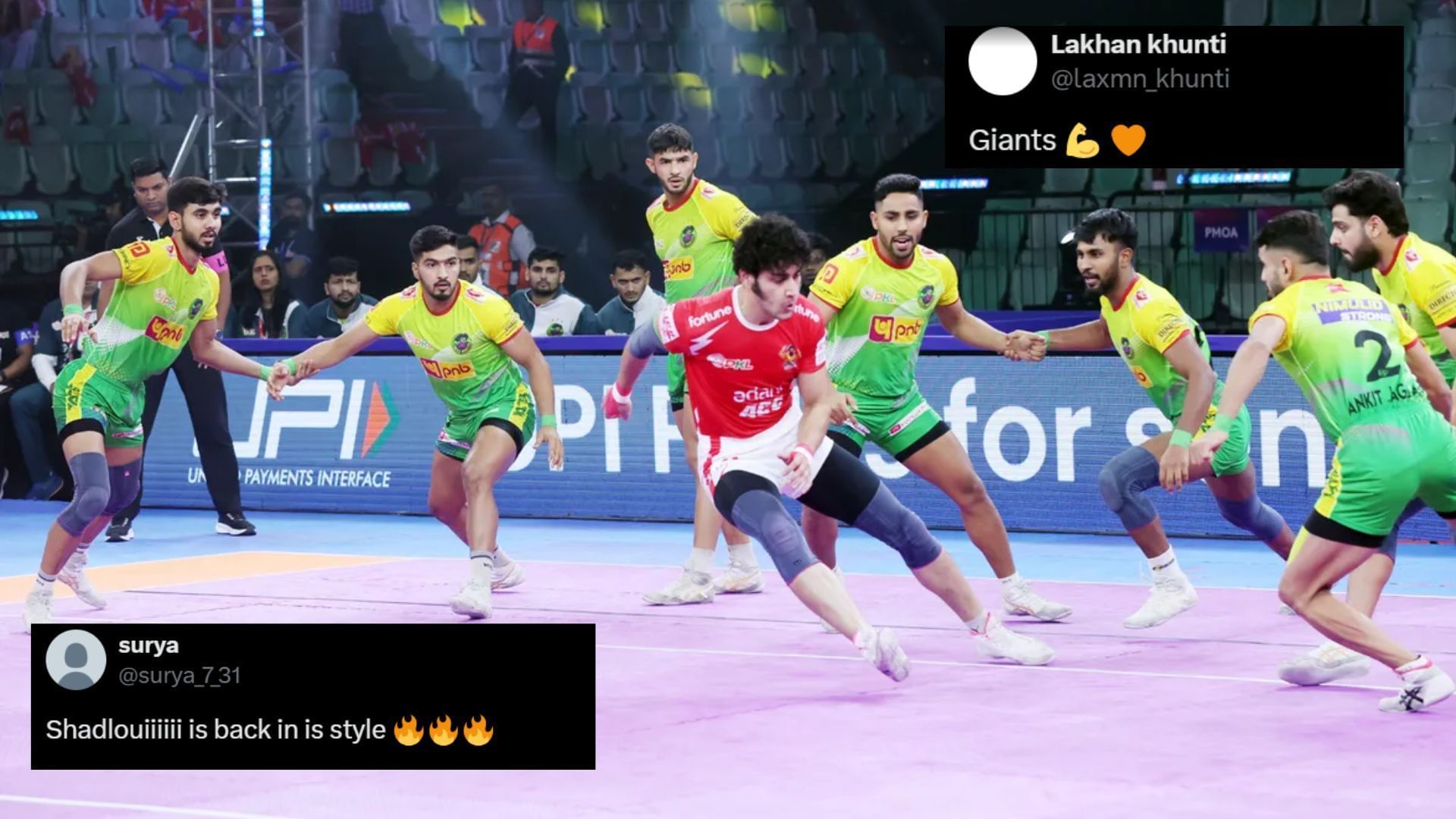 Patna Pirates lost against the Gujarat Giants (Image Credits: PKL &amp; @laxmn_khunti,@surya_7_31/X)