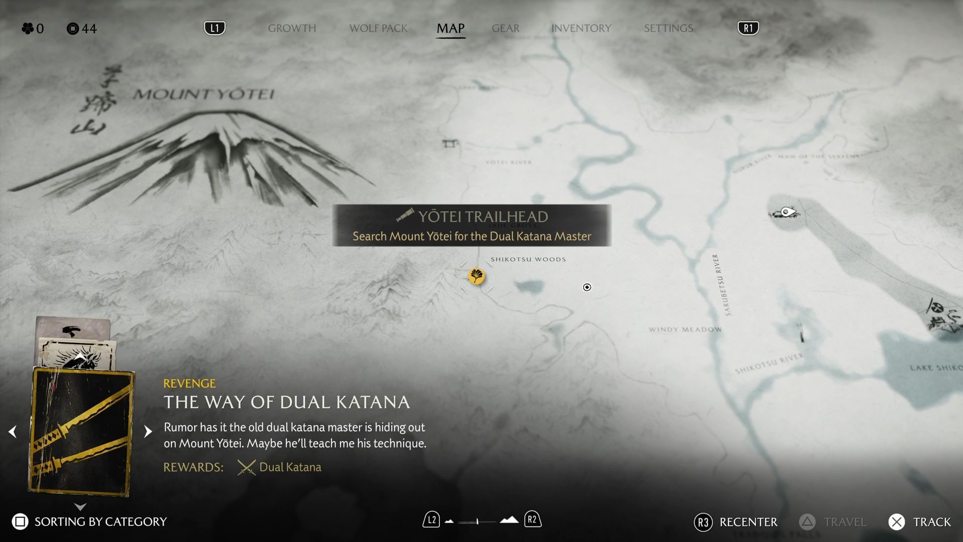 The Way of Dual Katana quest&#039;s location on the map (Image via Sucker Punch)