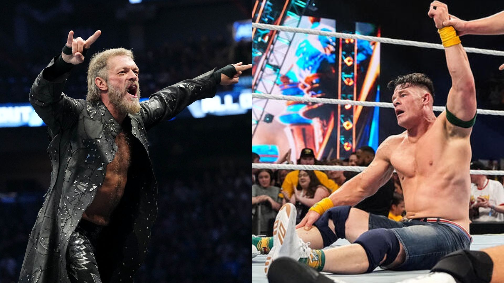 Adam Copeland and John Cena were former rivals in WWE [photo: allelitewrestling.com and wwe.com]