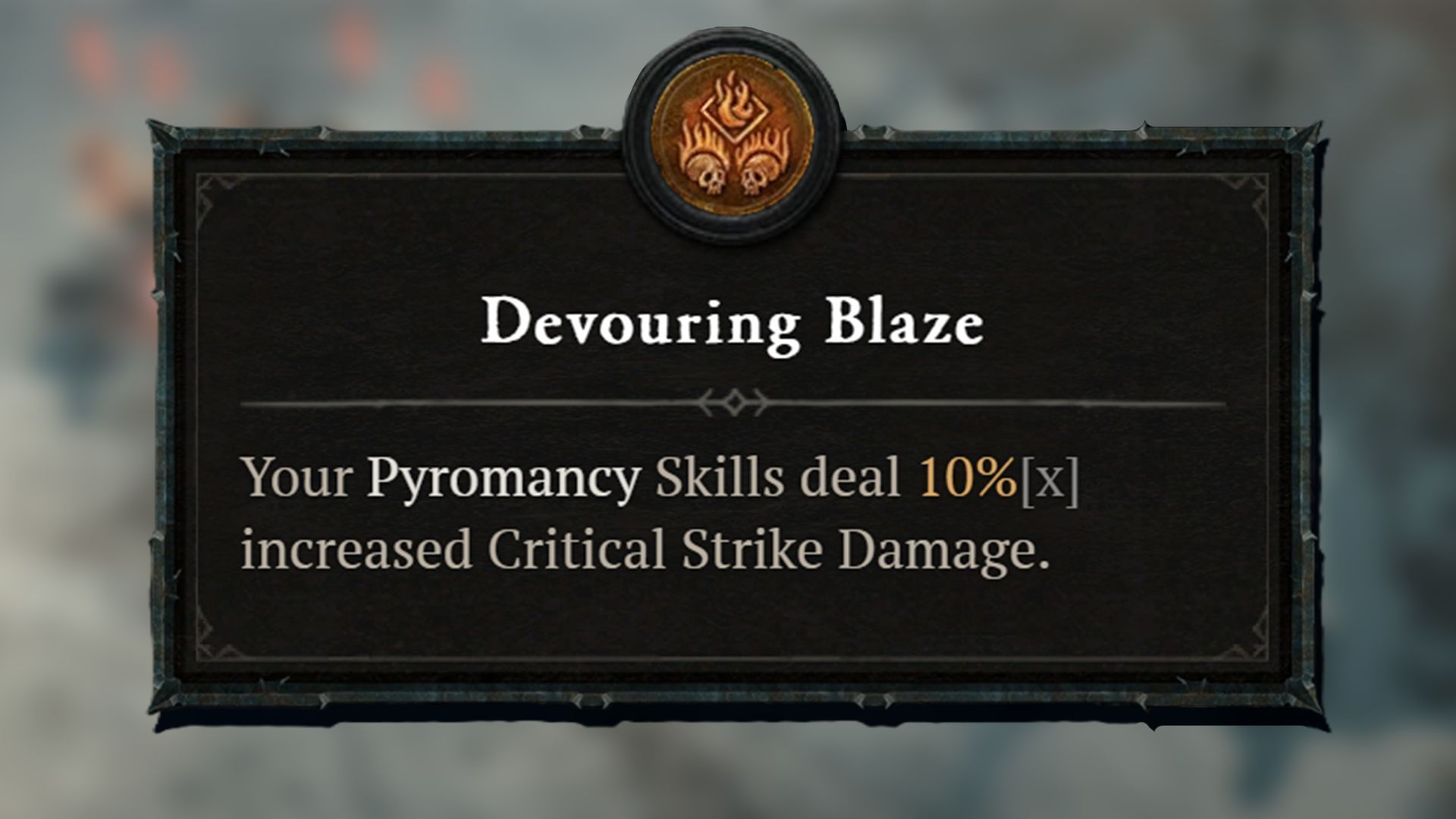 The Devouring Blaze passive allows you to fully utilize the potential of your Pyromancer Sorcerer builds (Image via Blizzard Entertainment)