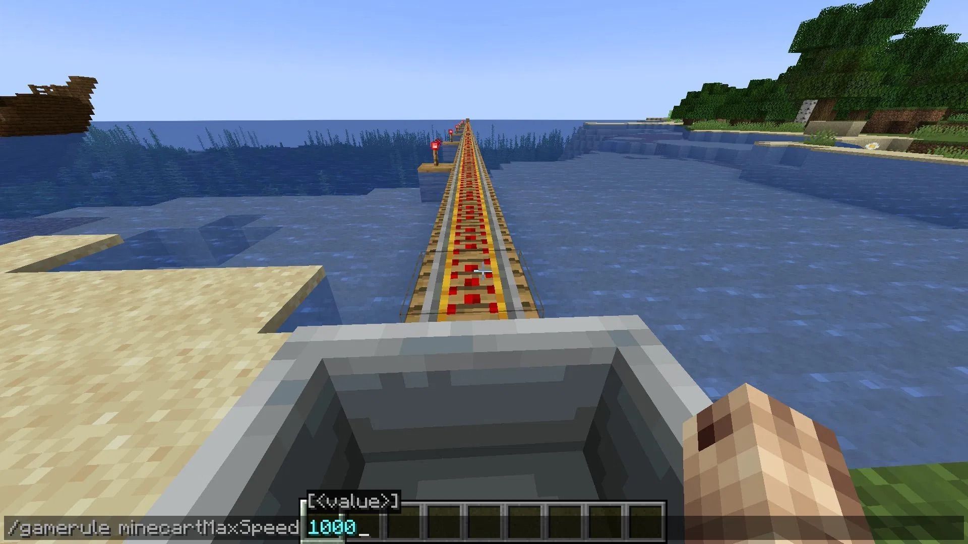 Making too many powered rails in Minecraft does not seem viable (Image via Mojang Studios)
