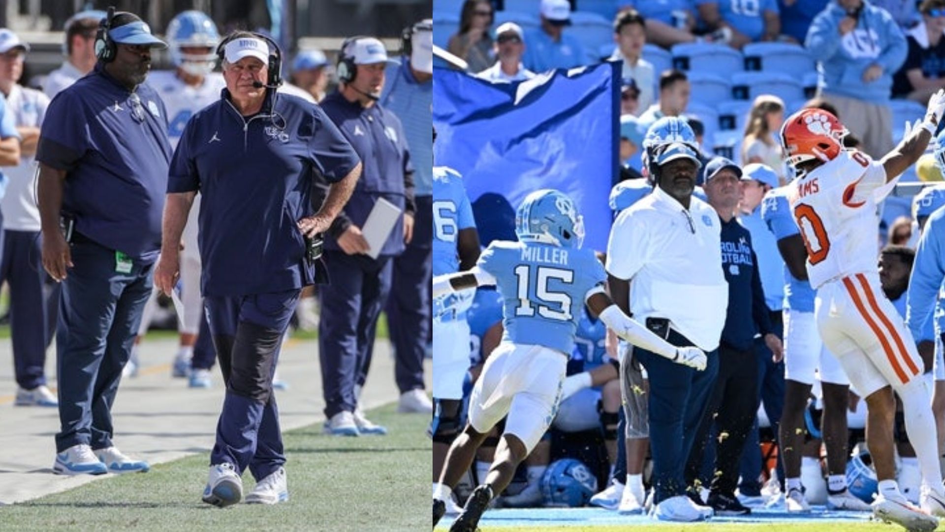 North Carolina coach Bill Belichick and his team