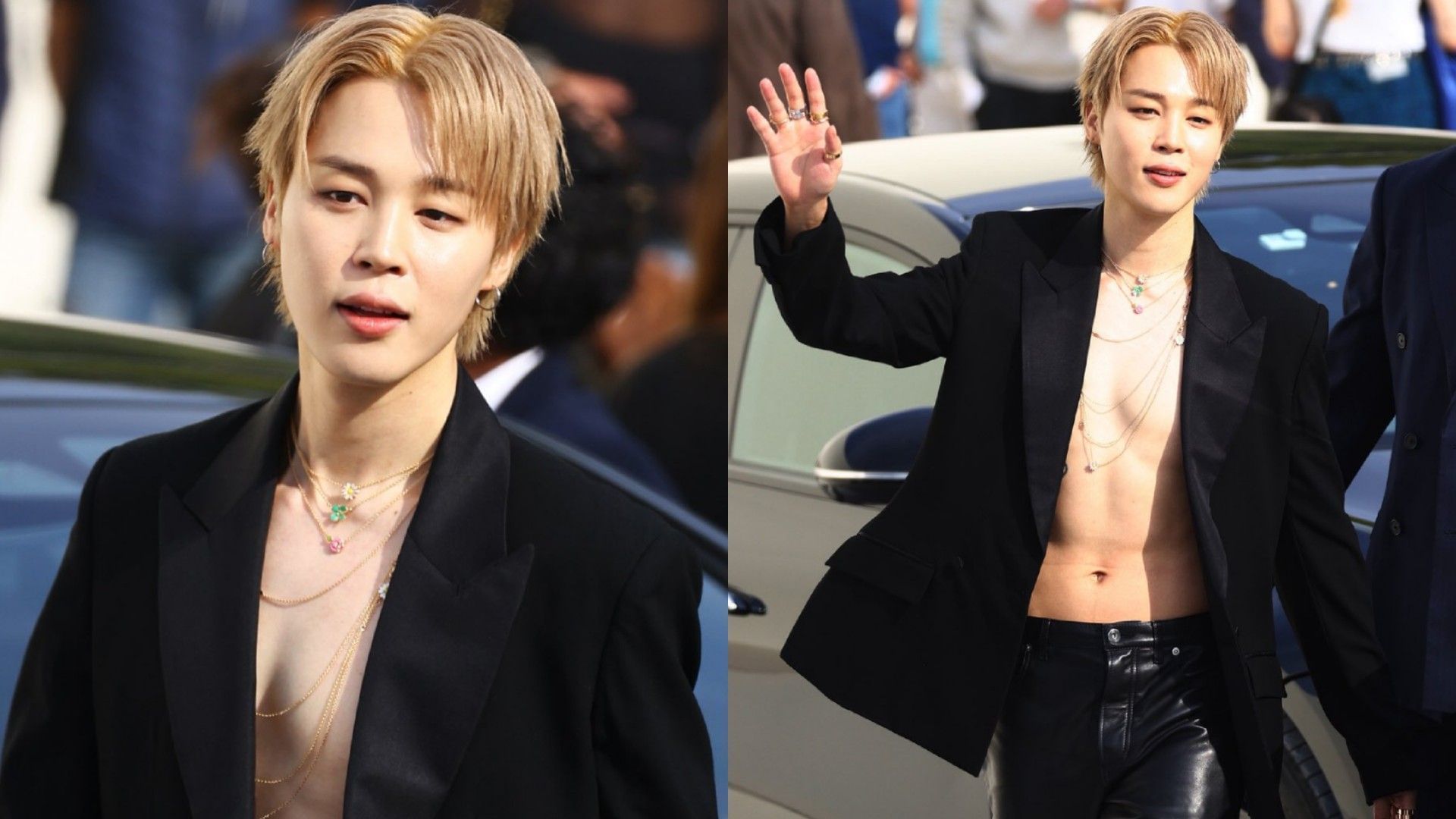 Jimin at the Dior SS26 showcase at Paris Fashion Week (Image via X/@MTVUK)