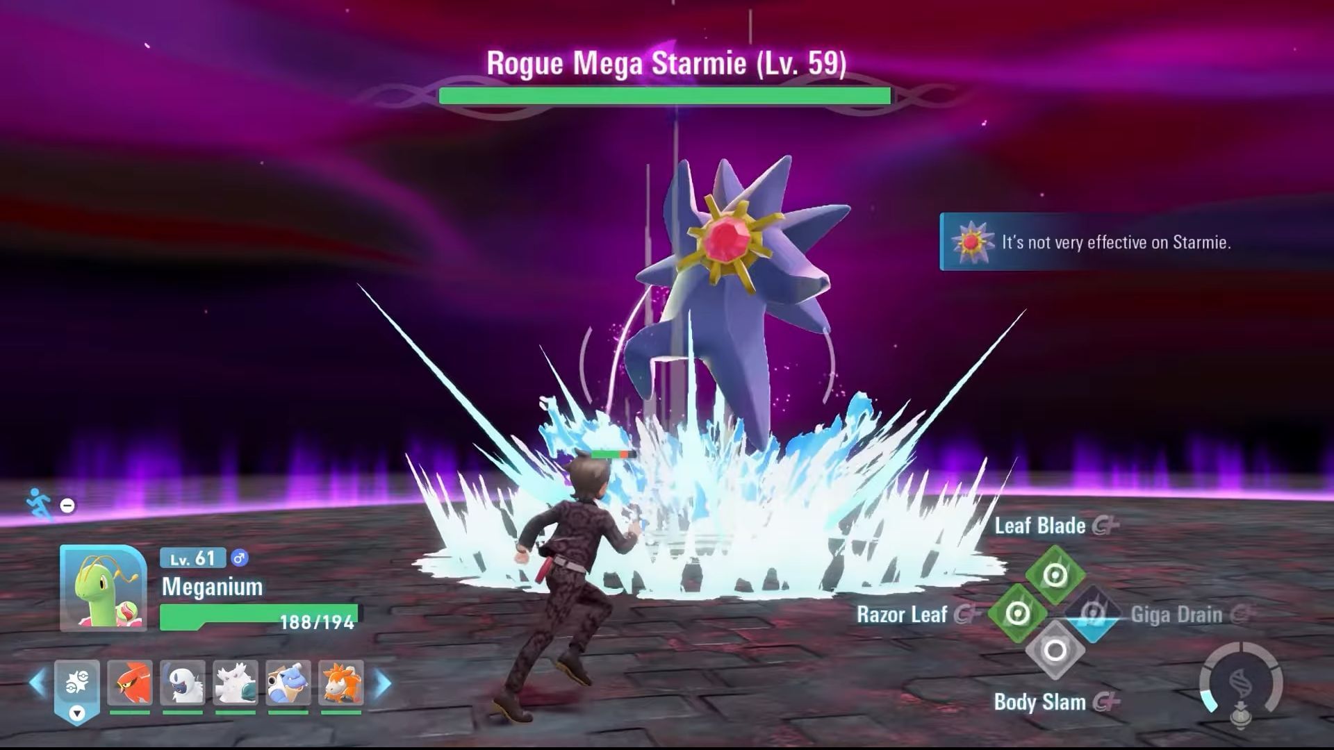 Mega Starmie&#039;s Power Gem attack can be dodged by looking for shadow on ground (Image via YouTube/@ReleaseFire)