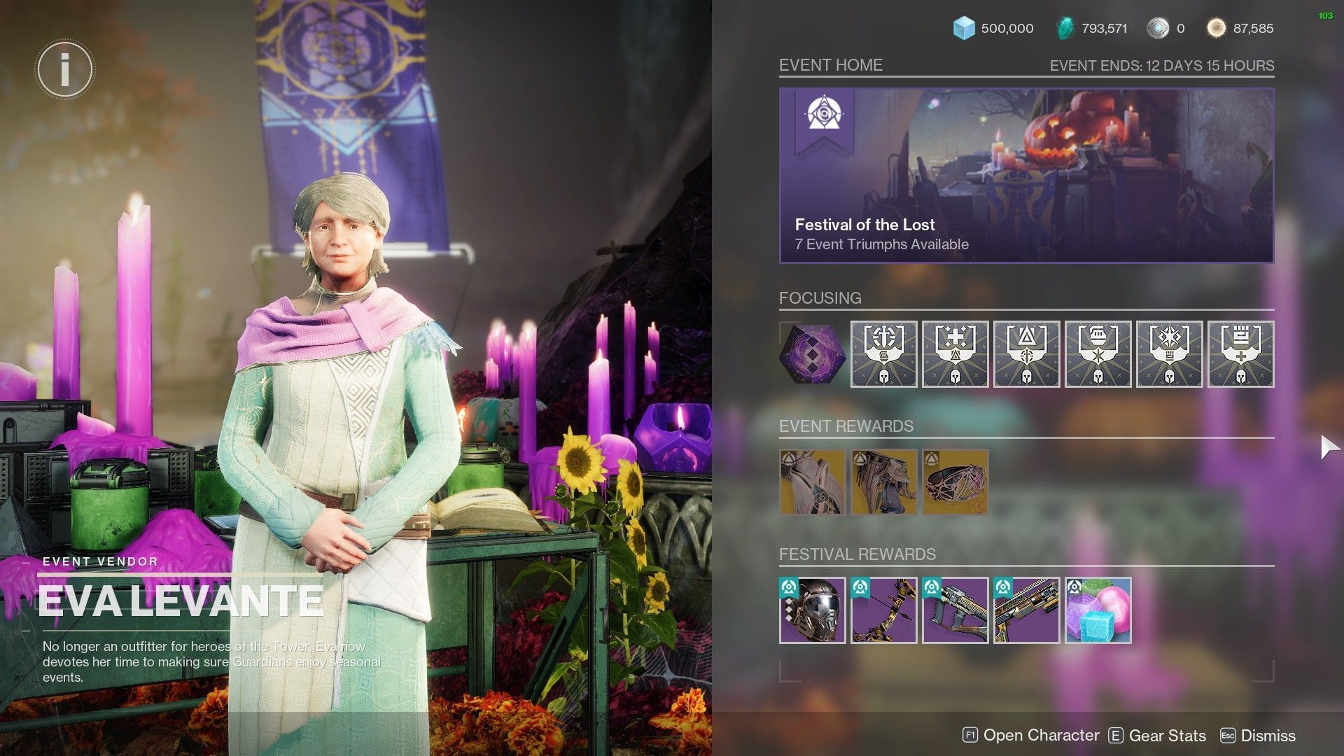 Eva Levanted Shop in Destiny 2 (Image via Bungie) 