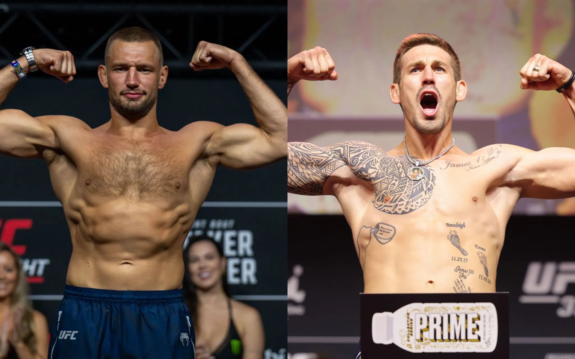 Reinier de Ridder (left) takes on Brendan Allen (right). [Images courtesy: Getty]