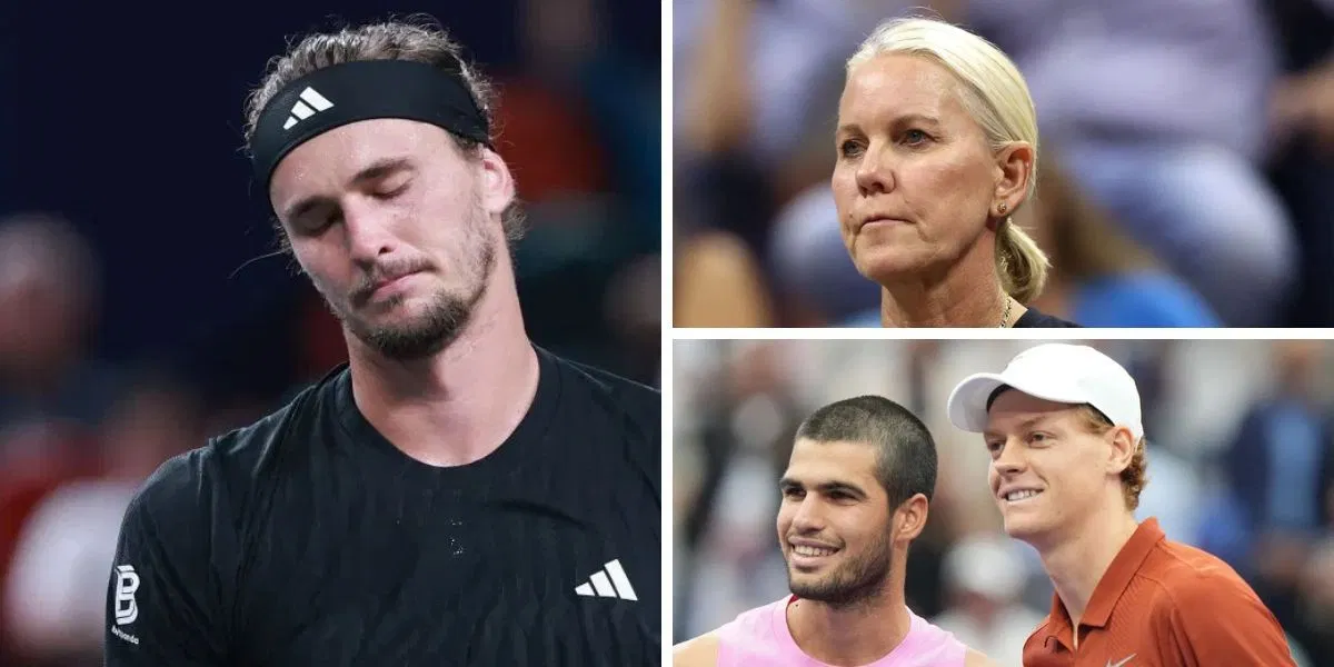 Alexander Zverev (left), Rennae Stubbs (top right), Carlos Alcaraz and Jannik Sinner (bottom right), Sources: Getty