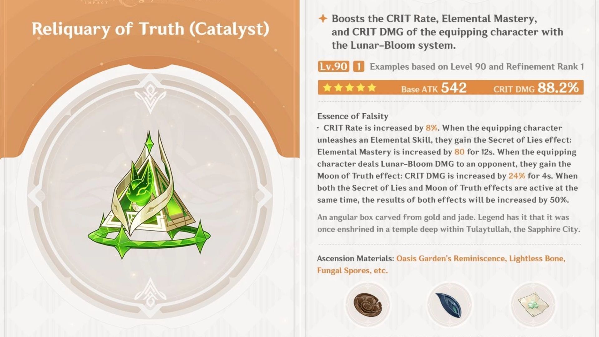 Reliquary of Truth is Nefer&#039;s signature weapon (Image via HoYoverse)