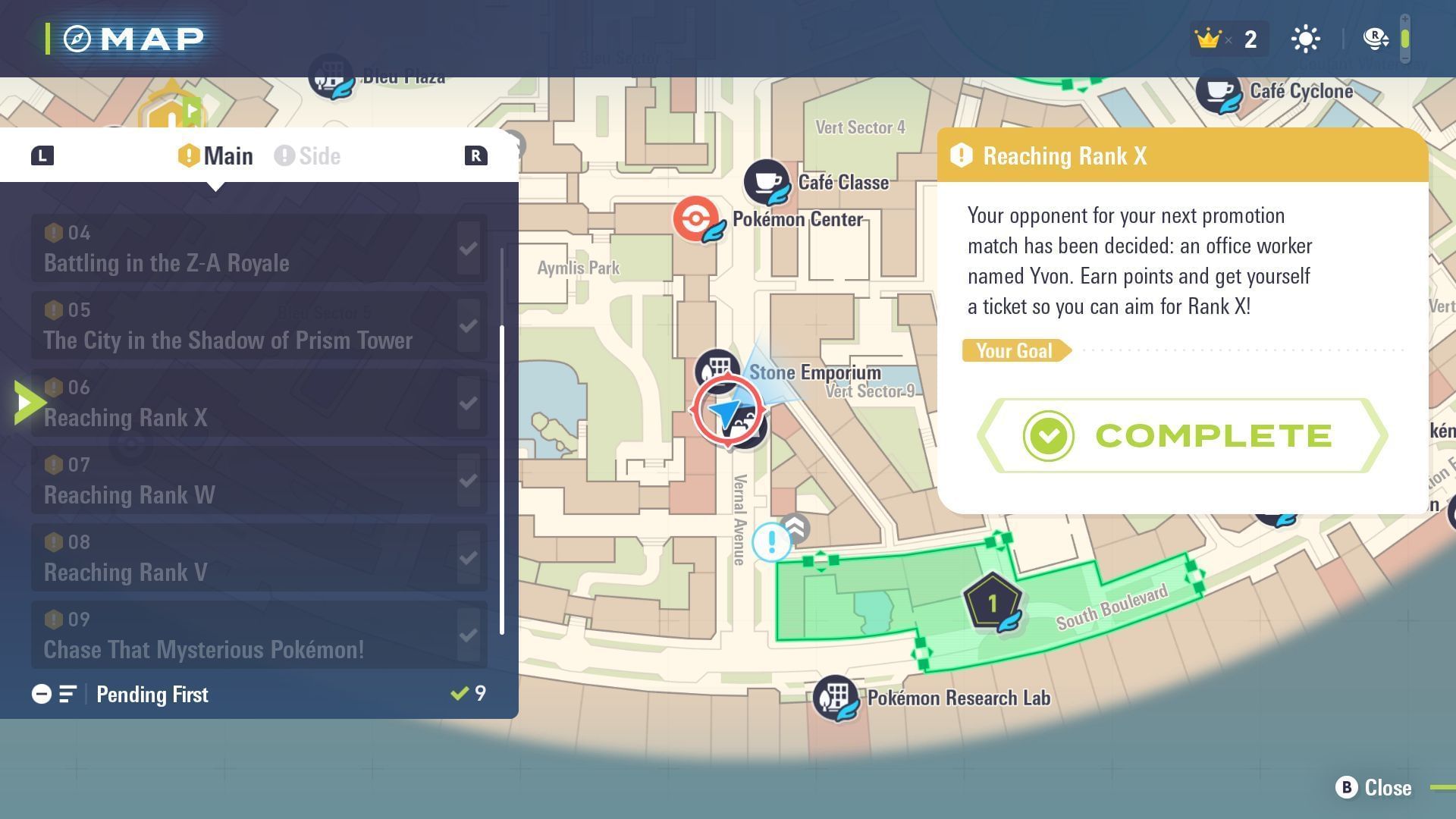 Yvon's location in the game (Image via The Pokemon Company)