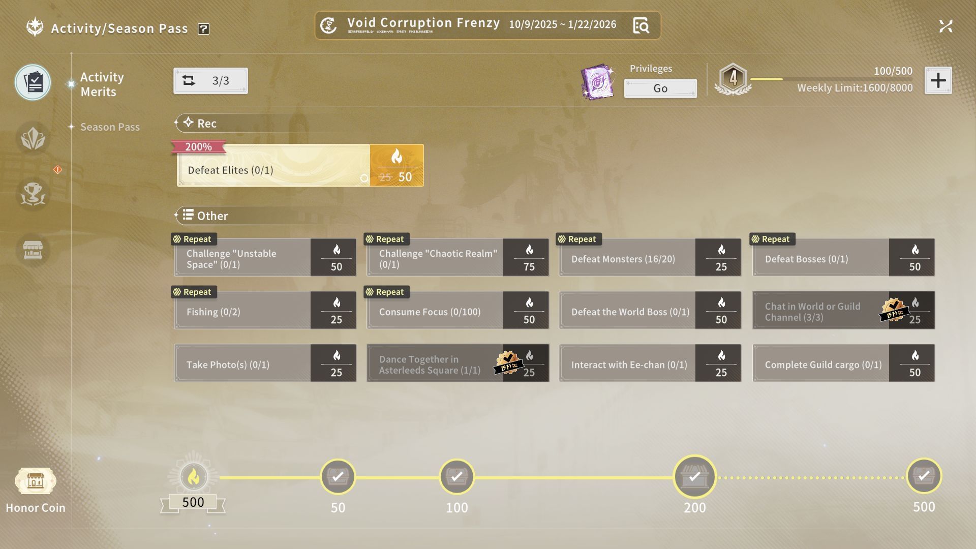 Daily tasks under the season hub menu (Image via A Plus) 