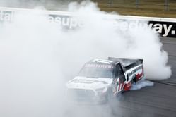Watch: NASCAR driver’s Truck engulfed in flames after engine blowout at Talladega