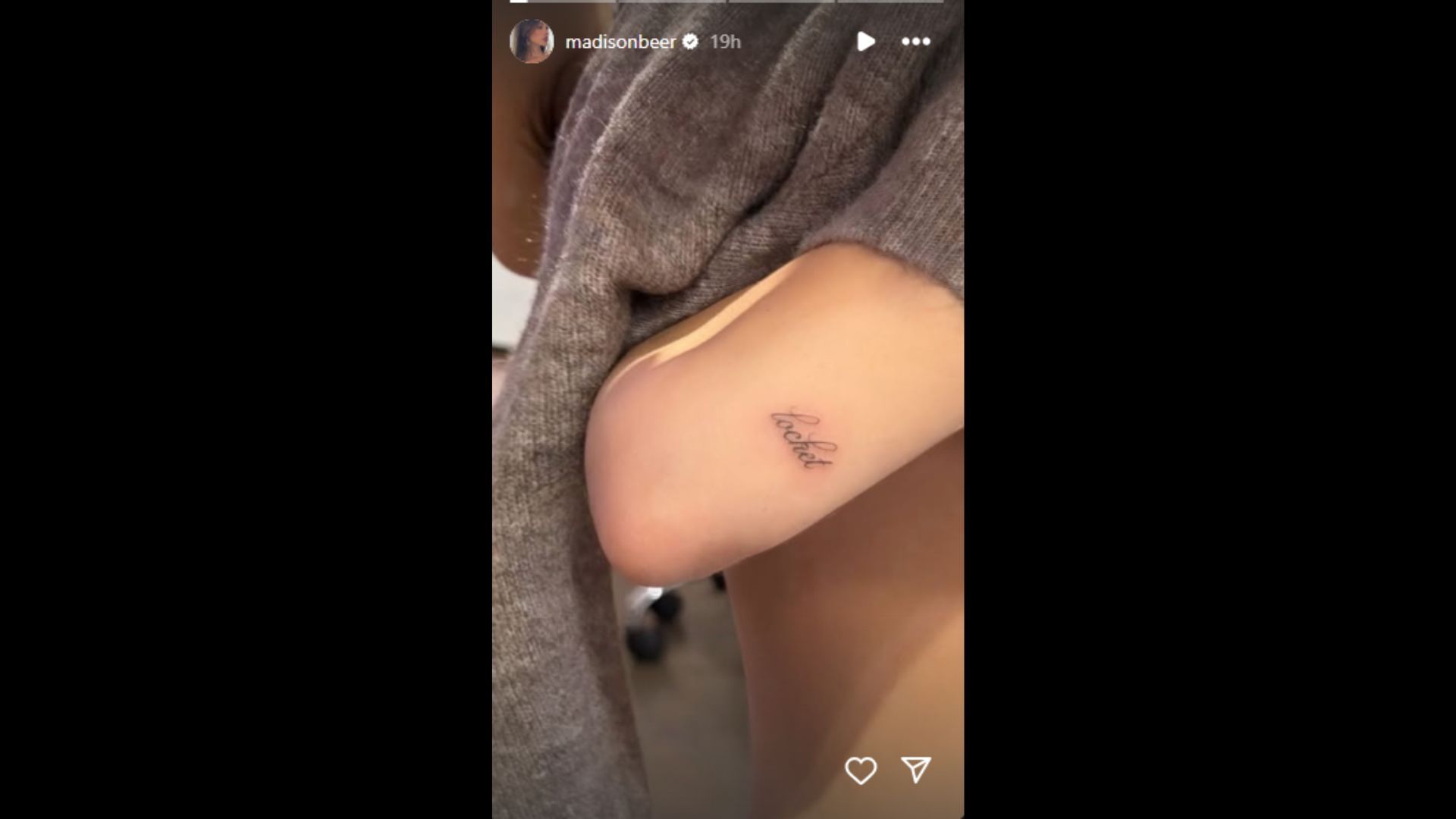Madison Beer showed off her newest tattoo. (Photo via Madison Beer&#039;s Instagram Story)