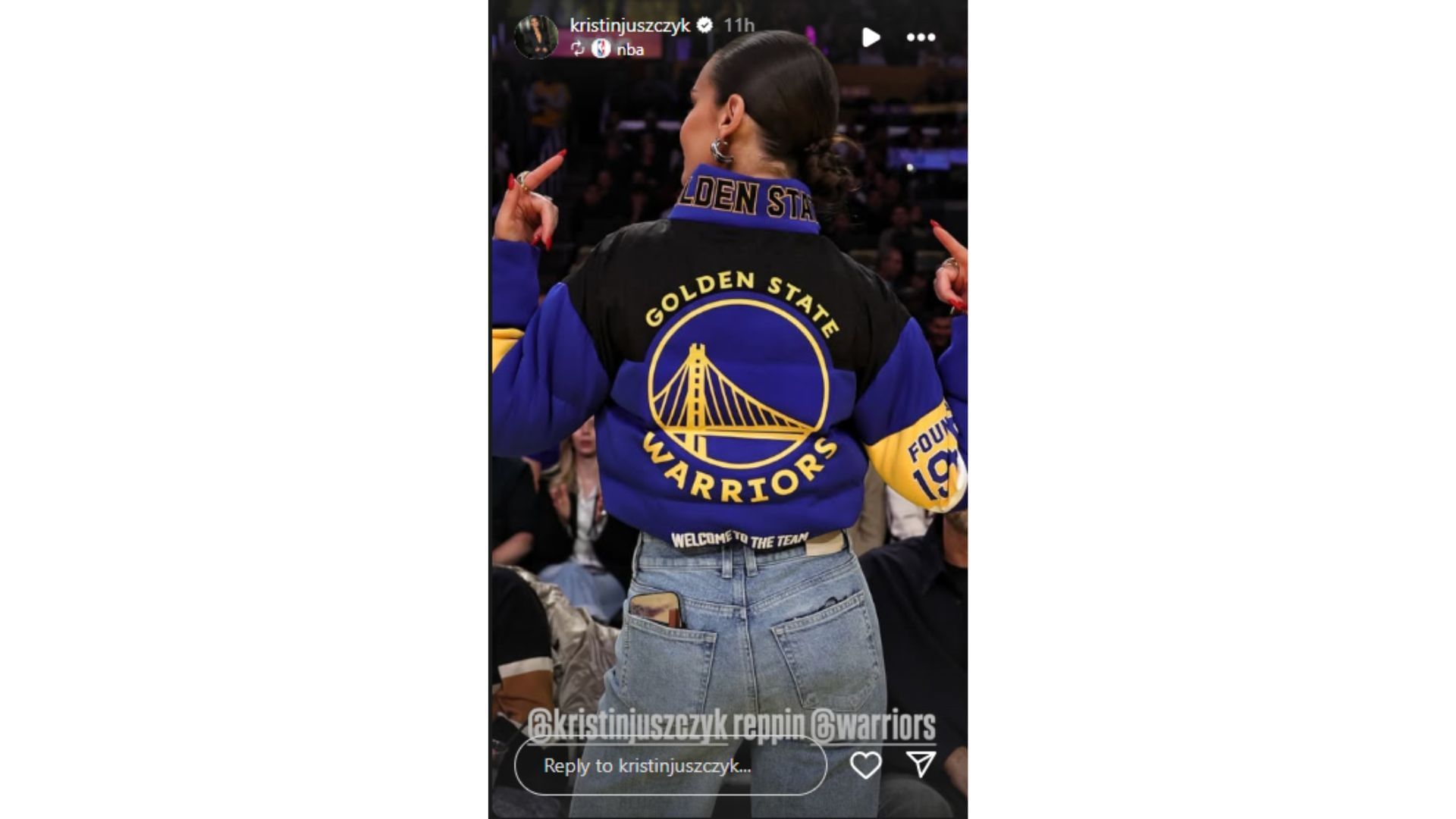 Kristin Juszczyk received a shoutout from the NBA. (Photo reshared by Kristin Juszczyk)