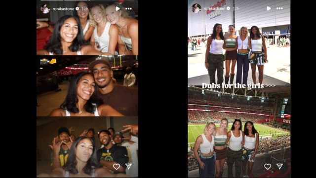 Ronika Stone showed off her gameday photos. (Photos via Ronika Stone's Instagram Story)